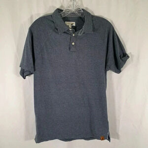 Fundamental Coast Polo Shirt Men's Medium Grey Striped Short Sleeve